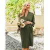 Ekouaer Womens Maternity Nursing Robe for Hospital V Neck Pregnancy Bathrobes 3/4 Sleeve Labor Delivery Nightgowns(Army Green)