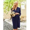 Ekouaer Womens Maternity Nursing Robe for Hospital V Neck Pregnancy Bathrobes 3/4 Sleeve Labor Delivery Nightgowns(Navy Blue)