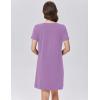 Ekouaer Womens Nightgown Cotton Nightshirts Short Sleeve Sleep Shirt with Chest Pocket Crewneck Nightdress, Lilac, XXL