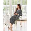 Ekouaer Womens Nightgown Long Loungewear V Neck Nightshirt Sleepwear Full Length Sleepshirt with Pockets(Black White Striped)