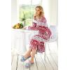 Ekouaer Womens Nightgown Long Loungewear V Neck Nightshirt Sleepwear Full Length Sleepshirt with Pockets(Red Cashews)