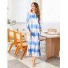 Ekouaer Women’s Nightshirt Long Sleeve Nightgown Round Neck Sleepwear Full Length Pajama Dress with Pockets Loungewear S-XXL(A-blue Strip Print)