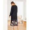 Ekouaer Women’s Nightshirt Long Sleeve Nightgown Round Neck Sleepwear Full Length Pajama Dress with Pockets Loungewear S-XXL(Black Flower)