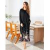 Ekouaer Women’s Nightshirt Long Sleeve Nightgown Round Neck Sleepwear Full Length Pajama Dress with Pockets Loungewear S-XXL(Black Flower)