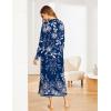 Ekouaer Women’s Nightshirt Long Sleeve Nightgown Round Neck Sleepwear Full Length Pajama Dress with Pockets Loungewear S-XXL(Navy Blue Flower)