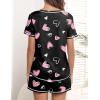 Ekouaer Women’s Pajamas Sets Short Sleeve Lounge Sets Sleepwear Casual Two Piece Pjs With Pockets(A-black Pink Heart)