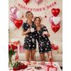 Ekouaer Women’s Pajamas Sets Short Sleeve Lounge Sets Sleepwear Casual Two Piece Pjs With Pockets(A-black Pink Heart)