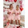 Ekouaer Women’s Pajamas Sets Short Sleeve Lounge Sets Sleepwear Casual Two Piece Pjs With Pockets(A-white Heart)