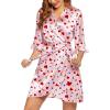 Ekouaer Women’s Satin Robe Valentines Lingerie for Women Kimono Bathrobe Short Ruffle Belted Robes Bridesmaids Sleepwear(Love Rose)