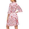 Ekouaer Women’s Satin Robe Valentines Lingerie for Women Kimono Bathrobe Short Ruffle Belted Robes Bridesmaids Sleepwear(Love Rose)