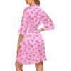Ekouaer Women’s Satin Robe Valentines Lingerie for Women Kimono Bathrobe Short Ruffle Belted Robes Bridesmaids Sleepwear(Pink Bow)