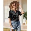 Ekouaer Womens Silk Pajama Sets Short Sleeve Button Down Shirt with Long Pants Soft Sleepwear Satin Pjs Lounge Set S-XXL(Black)