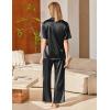 Ekouaer Womens Silk Pajama Sets Short Sleeve Button Down Shirt with Long Pants Soft Sleepwear Satin Pjs Lounge Set S-XXL(Black)