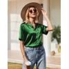 Ekouaer Womens Silk Pajama Sets Short Sleeve Button Down Shirt with Long Pants Soft Sleepwear Satin Pjs Lounge Set S-XXL(Dark Green)