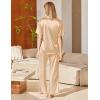 Ekouaer Womens Silk Pajama Sets Short Sleeve Button Down Shirt with Long Pants Soft Sleepwear Satin Pjs Lounge Set S-XXL(Khaki)