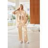 Ekouaer Womens Silk Pajama Sets Short Sleeve Button Down Shirt with Long Pants Soft Sleepwear Satin Pjs Lounge Set S-XXL(Khaki)
