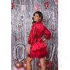 Ekouaer Womens Silk Robe Short Lace Trim Satin Robe 3/4 Sleeve Sexy Kimono Bride Robe Comfy Sleepwear with Pockets(Wine Red)