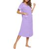 Ekouaer Womens Snap Front Dusters Cotton Housecoat Short Sleeve Nightgown House Dress With Pockets Lilac Small