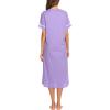 Ekouaer Womens Snap Front Dusters Cotton Housecoat Short Sleeve Nightgown House Dress With Pockets Lilac Small