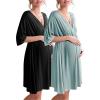 Ekouaer 3 in 1 Labor/Delivery/Hospital Gown 2 Pack Maternity Dress Nursing Nightgown Sleepwear(Black/Celadon Green)
