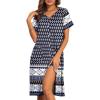 Ekouaer House Dresses for Women with Pockets Button Down Nightgowns Plus Size Moo Moos Mumu Dresses Floral Print S-3XL(Ethnic Navy Blue)