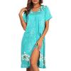 Ekouaer House Dresses for Women with Pockets Button Down Nightgowns Plus Size Moo Moos Mumu Dresses Floral Print S-3XL(Light Green Flower)