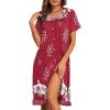 Ekouaer House Dresses for Women with Pockets Button Down Nightgowns Plus Size Moo Moos Mumu Dresses Floral Print S-3XL(Red Flower)