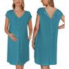 Ekouaer Labor/Delivery/Hospital Gown Nursing Nightgown Maternity Sleepwear With Pockets Postpartum Gowns with Button S-XXL(Lake Blue)