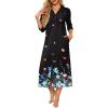 Ekouaer Women’s Zipper Robe 3/4 Sleeves Housecoat Full Length Nightgown Soft Loungewear Robe with Pockets S-3XL(Butterfly Floral)