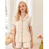 Ekouaer Button Up Pajamas Set for Women Short Sleeve Ribbed Knit Sleepwear 2 Piece Pjs Shorts Set(Apricot-floral)