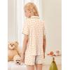 Ekouaer Button Up Pajamas Set for Women Short Sleeve Ribbed Knit Sleepwear 2 Piece Pjs Shorts Set(Apricot-floral)