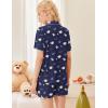 Ekouaer Button Up Pajamas Set for Women Short Sleeve Ribbed Knit Sleepwear 2 Piece Pjs Shorts Set(Blue Teddy)