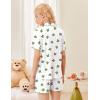Ekouaer Button Up Pajamas Set for Women Short Sleeve Ribbed Knit Sleepwear 2 Piece Pjs Shorts Set(Cactus)