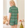 Ekouaer Button Up Pajamas Set for Women Short Sleeve Ribbed Knit Sleepwear 2 Piece Pjs Shorts Set(Christmas Green)