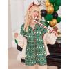 Ekouaer Button Up Pajamas Set for Women Short Sleeve Ribbed Knit Sleepwear 2 Piece Pjs Shorts Set(Christmas Green)