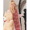 Ekouaer Button Up Pajamas Set for Women Short Sleeve Ribbed Knit Sleepwear 2 Piece Pjs Shorts Set(Christmas Red)