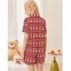 Ekouaer Button Up Pajamas Set for Women Short Sleeve Ribbed Knit Sleepwear 2 Piece Pjs Shorts Set(Christmas Red)