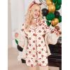 Ekouaer Button Up Pajamas Set for Women Short Sleeve Ribbed Knit Sleepwear 2 Piece Pjs Shorts Set(Christmas Teddy)