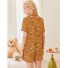 Ekouaer Button Up Pajamas Set for Women Short Sleeve Ribbed Knit Sleepwear 2 Piece Pjs Shorts Set(Doughnut Teddy)