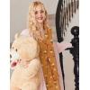Ekouaer Button Up Pajamas Set for Women Short Sleeve Ribbed Knit Sleepwear 2 Piece Pjs Shorts Set(Doughnut Teddy)