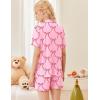 Ekouaer Button Up Pajamas Set for Women Short Sleeve Ribbed Knit Sleepwear 2 Piece Pjs Shorts Set(Pink-bow Tie)
