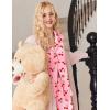 Ekouaer Button Up Pajamas Set for Women Short Sleeve Ribbed Knit Sleepwear 2 Piece Pjs Shorts Set(Pink-cherries)