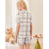 Ekouaer Button Up Pajamas Set for Women Short Sleeve Ribbed Knit Sleepwear 2 Piece Pjs Shorts Set(Plaid Teddy)
