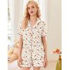 Ekouaer Button Up Pajamas Set for Women Short Sleeve Ribbed Knit Sleepwear 2 Piece Pjs Shorts Set(Teddy Tree)