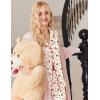 Ekouaer Button Up Pajamas Set for Women Short Sleeve Ribbed Knit Sleepwear 2 Piece Pjs Shorts Set(Teddy Tree)