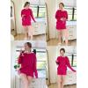 Ekouaer Knit Lounge Sets for Women 2 Piece Cozy Long Sleeve Pullover Sweater Top and Shorts Set Sweatsuit Outfits(Rose Red)
