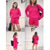 Ekouaer Knit Lounge Sets for Women 2 Piece Cozy Long Sleeve Pullover Sweater Top and Shorts Set Sweatsuit Outfits(Rose Red)