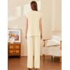 Ekouaer Lounge Sets for Women 2 Piece Outfits Knit Sweater Vest Lounge Pants Casual Matching Loungewear Set(Beige)