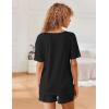 Ekouaer Lounge Sets for Women 2 Piece Ribbed Knit Pajamas Short Sleeve Pj Tops and Shorts Sleepwear Casual Outfits Set(Black)
