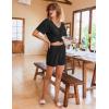 Ekouaer Lounge Sets for Women 2 Piece Ribbed Knit Pajamas Short Sleeve Pj Tops and Shorts Sleepwear Casual Outfits Set(Black)